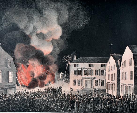 View of the Fire in Main Street, Nantucket, May 10, 1836, colored lithograph by E. F. Starbuck, 1836 GIFT OF MR. AND MRS. OLIVER SANDSBURY 1896.128.