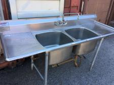 Stainless Steel 2 bay sink w/ left and right drainboards -