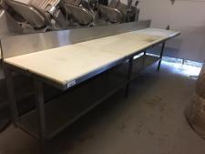 cut out 100 91 10' stainless steel poly top work table