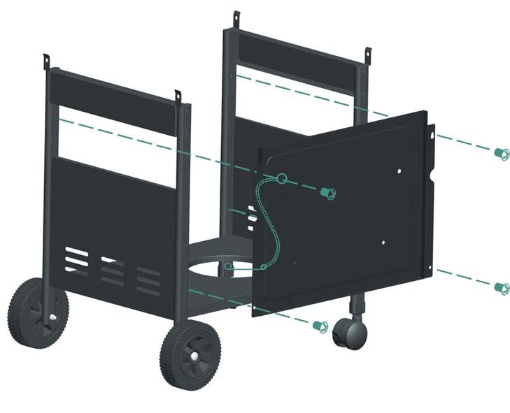 *5. First, remove front shelf (11) from back of the cart and right position in front of the cart.