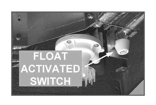 67. A float activated switch may be installed that will stop the unit from operating and prevent flooding if the condensate line becomes plugged.