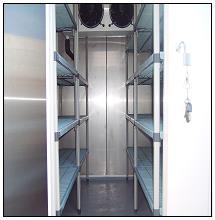 x 6ft (2400mm x 1800mm wide) Twice the capacity of a standard 6ft x 4ft cool room With dual shelving both sides 450mm