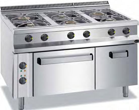 Gas Burners Modular Cooking Line 900 Series APRG-129FE Removable burners with brass double burner cap and nickel plated cast