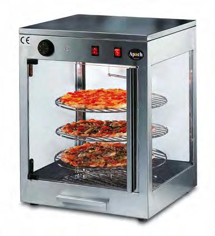 Pizza Displays Stainless steel body Water basin for humidification 3 rotating grating shelves Door with magnetic