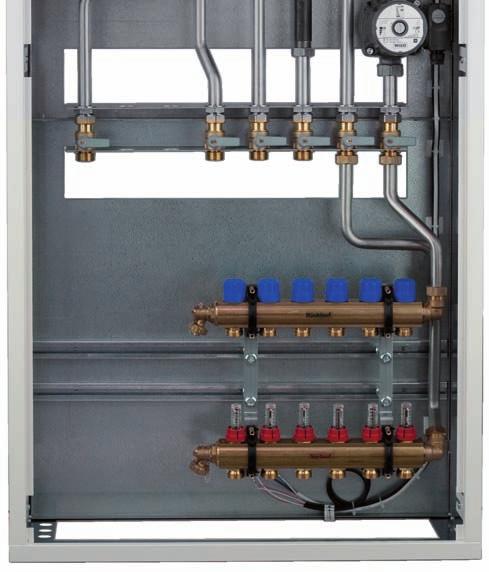 18 pewocode: ws1120 bis ws1128 Floor distributor with shut-off valves on additional base plate manifold wired ready for connection for 2 10 outlets, mounted on a base plate ball valves connection set