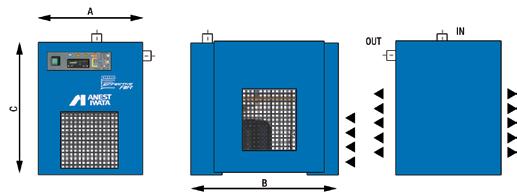 LIST OF TECHNICAL SPECIFICATIONS 8 bar models Dryer Level (*) Outlet dew point capacity Dimensions kw HP bar MPa PSI L/min m /h CFM db(a) size C L mm kg Volt/Hz/Pha SLPE-07E 0.75 70 4.