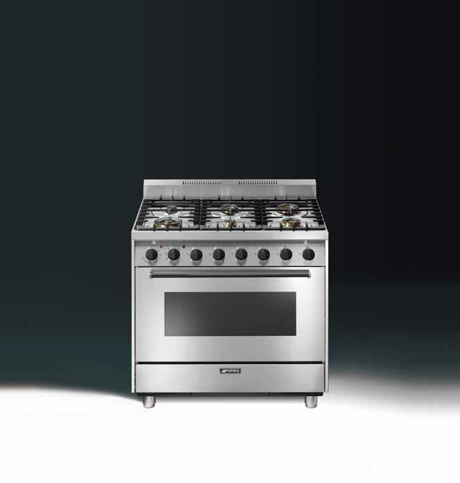 STAINLESS STEEL COOKER CA90E6 - Gas hob and electric Multifunction Oven SEMI-PROFESSIONAL COOKER with satin finish Rear stainless steel stand with anti-fingerprint treatment Stainless steel,