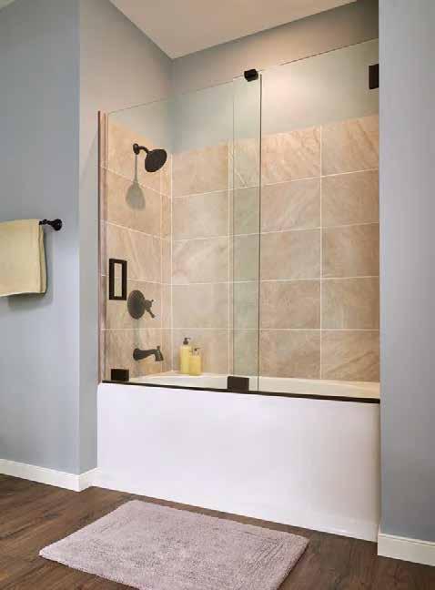 the GEOLUX SERIES Popular Shapes & Designs Optional Designer Touches DISTINCTIVE ANGLED GLASS The GEOLUX Series is offered with unique design options to help create a one-of-a-kind shower enclosure