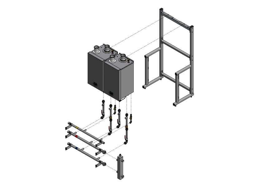 3. Explanation of parts and groups Each cascade set exists of the following parts and groups: 1. Two to four CPM/CPM SP boilers. 2.