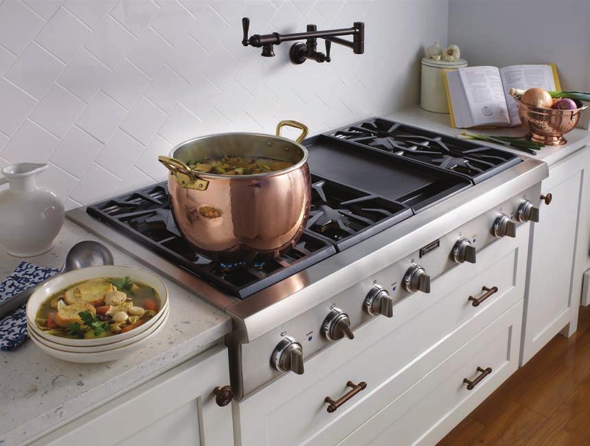 18,000 BTU/HR ON EVERY BURNER Delivers superior cooking flexibility by offering maximum heat output on every burner. Leading competitors offer only one or two powerful burners.