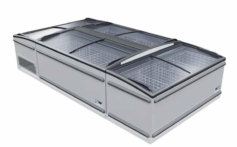 Visor Plug-in freezer & switchable island for promotional sales Benefi ts at a glance Large capacity freezer with many layout options Modern design with curved sliding lids Energy saving components
