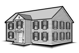 Architectural Style Example: Colonial Style drawing from REALTOR Magazine, National Association of Realtors Colonial America's