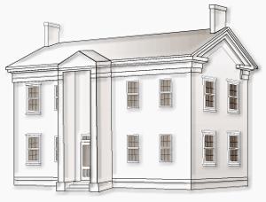 Architectural Style Example: Greek Revival Style drawing from REALTOR Magazine, National Association of Realtors Greek Revival --This style is predominantly found in the Midwest, South, New England,