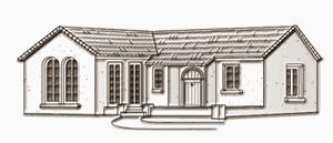 Architectural Style Example: Spanish Eclectic Style drawing from REALTOR Magazine, National Association of Realtors