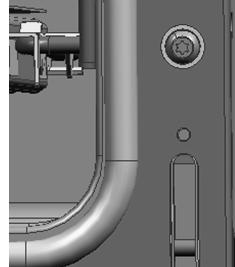 For large and small ovens, if door or handle appears slightly tilted, you may adjust the hinge receiver by rotating the large Torx-head screw located directly above the hinge receiver with a T-20