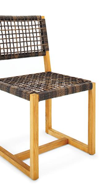 for use. OUTDOOR WEAVE Eco Outdoor woven furniture uses synthetic weave tightly woven over either aluminum or teakwood frames, ensuring that the frames will not rust and the weave will not sag.