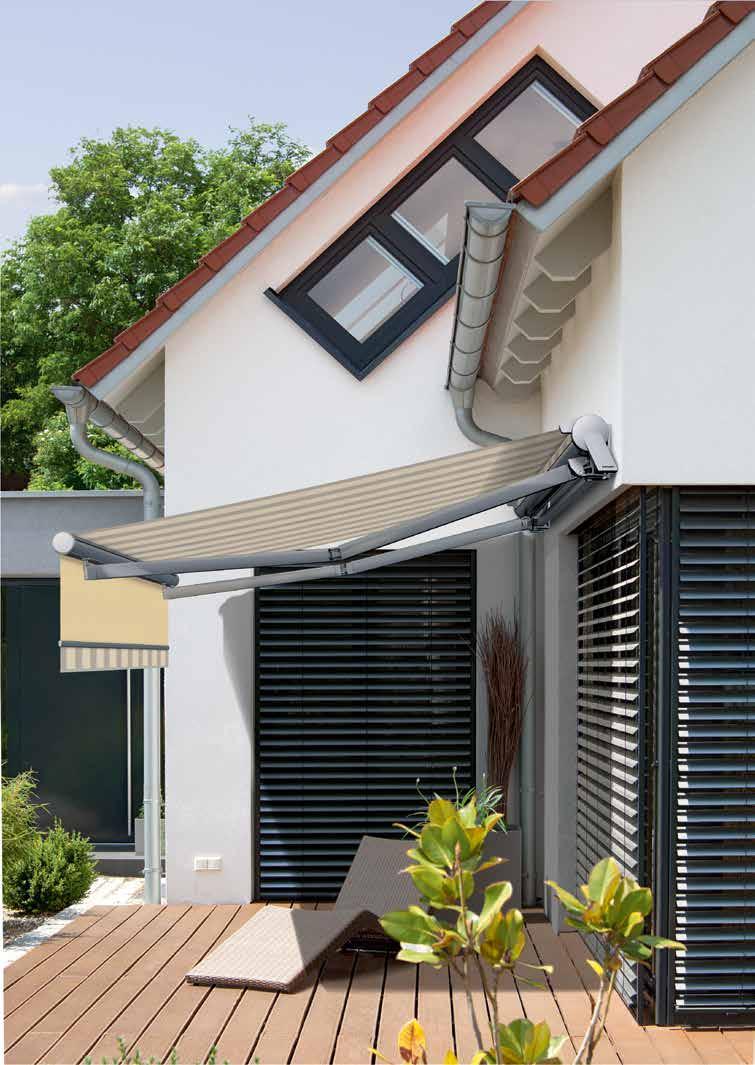 A QUESTION OF AESTHETICS Addition to the slender articulated arm awning Optional and without a surcharge: A high-grade front rail with aluminium valance is now available for the H60 articulated arm