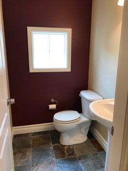 1. Location Upstairs 1/2 Bathroom 2. Room Ceiling and walls are in good condition overall. Accessible outlets operate. Light fixture operates. Toilet was in operable condition overall.