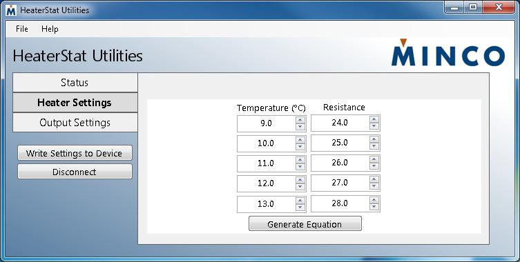 Figure 3 Output Settings The Output Settings group contains Device Name, parameters which directly control the Heater Output, and parameters which define Status/Comm LED behavior.