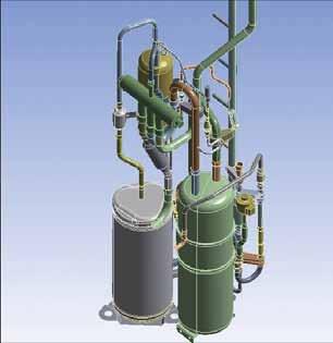 The 3-D simulation of damping design for the pipelines has efficiently eliminated the hydrodynamic noise of and