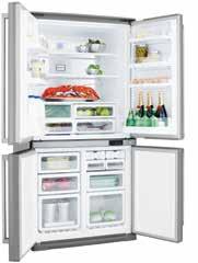 The generous storage capacity, spacious compartmentalised freezer and extra-wide fridge compartment ensure that all of your groceries and even your party platters