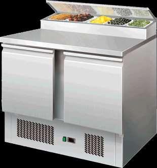 Kitchen Refrigeration-2 Door Under Counter with Prep Table Easy to clean 304 grade SS interior Complete SS body A unique, hinged night cover in pure SS for food safety Static cooling models with fan