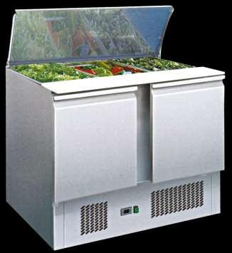 Kitchen Refrigeration-2 Door Salad Under Counter Easy to clean 304 grade SS interior Complete SS body A unique, hinged night cover in pure SS for food safety Static cooling models are with fan for