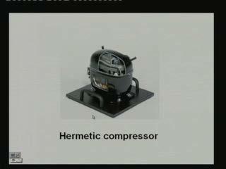 (Refer Slide Time: 00:48:28 min) Now let us see what the hermetic compressor is as I was mentioning in a open type of a compressor you always have a problem