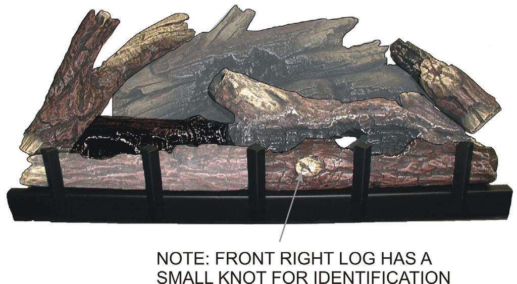 LOG PLACEMENT Before you begin: This fireplace insert is supplied with a set of seven ceramic fiber logs. Do not handle these logs with your bare hands.