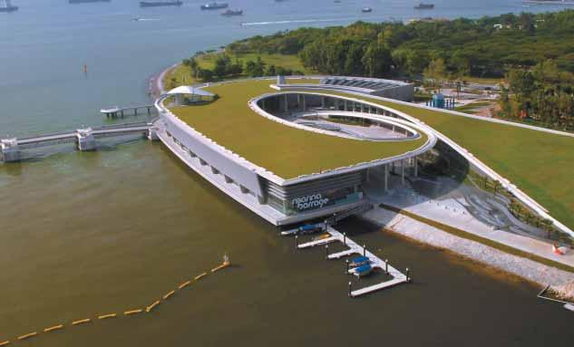MARINA BARRAGE The Marina Barrage is a prime example of Singapore s holistic approach to water management and is the flagship of PUB s ABC Waters Programme.