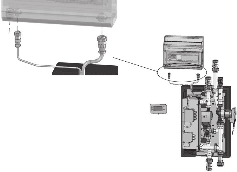 5. Installation The pre-assembled connectors are used for the electrical wiring of the fresh water station to the controller: Top junction box Bottom junction box Note: Length of the prefabricated