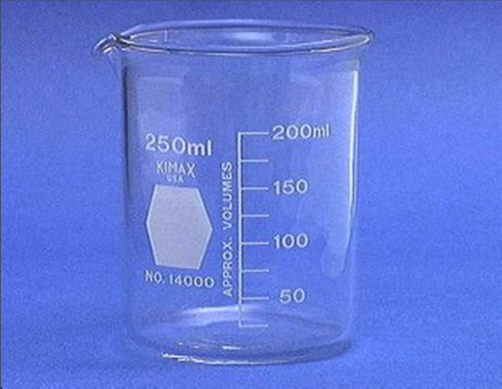 Beakers hold solids or liquids that will not release gases when