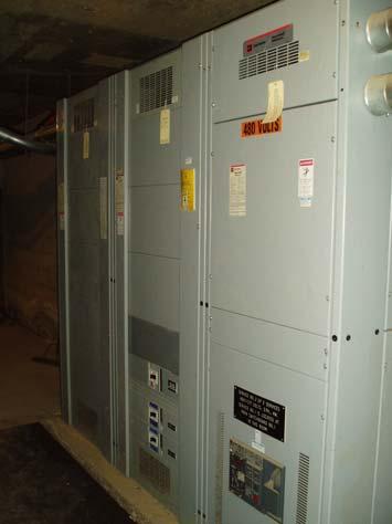Figure E-3. Service Entrance Equipment Two All of the panelboards, motor starters, and disconnect switches are in fair to poor condition and are located in corridors, closets, and mechanical rooms.