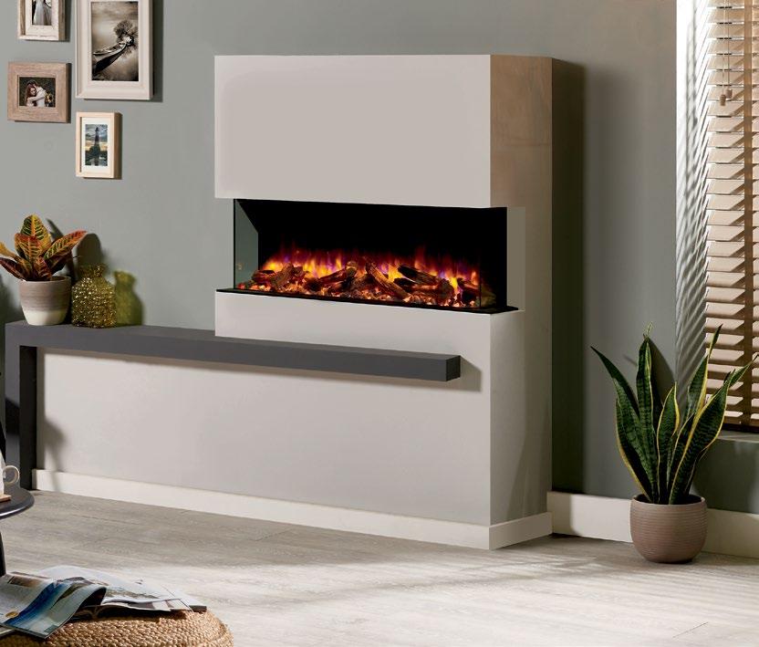 REGENCY SKOPE E110 E110 shown as bay (three-sided) with optional base finishing trim, logs and grey & clear pebbles.