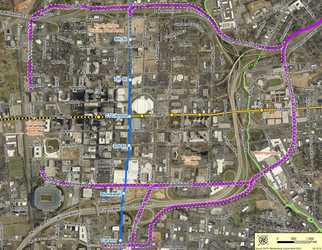 Center City System Integration What specific destinations to serve; Charlotte Gateway Station, CPCC, Arena/ Convention Center, Stonewall