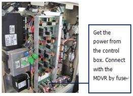 Or the power connects the vehicle power control box (Below right diagram). Any other ways for connection are forbidden as this will cause the unstable power supply and affect MDVR working.