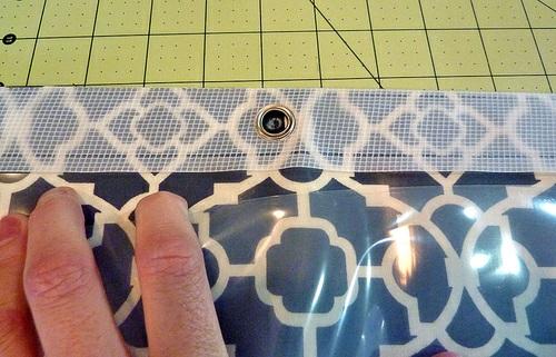 To add the grommets, find your shower curtain liner to use as a template.