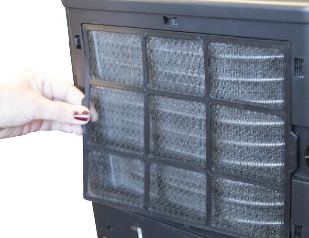 We recommend cleaning the filters once every two weeks. Each of the four air filters consist of two parts: the air inlet grille and the air filters underneath.