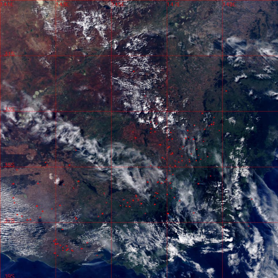 MODIS and VIIRS fire detections at nadir: post-launch on-orbit data MODIS 03 April 2012 04:05UTC (SE Australia) Gridded statistics: AA/BB/CC AA number of
