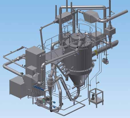 Integrating feed preparation systems, powder handling equipment and Clean-In-Place (CIP) liquid skids is carried out by exchanging 3-D drawings with your project group.