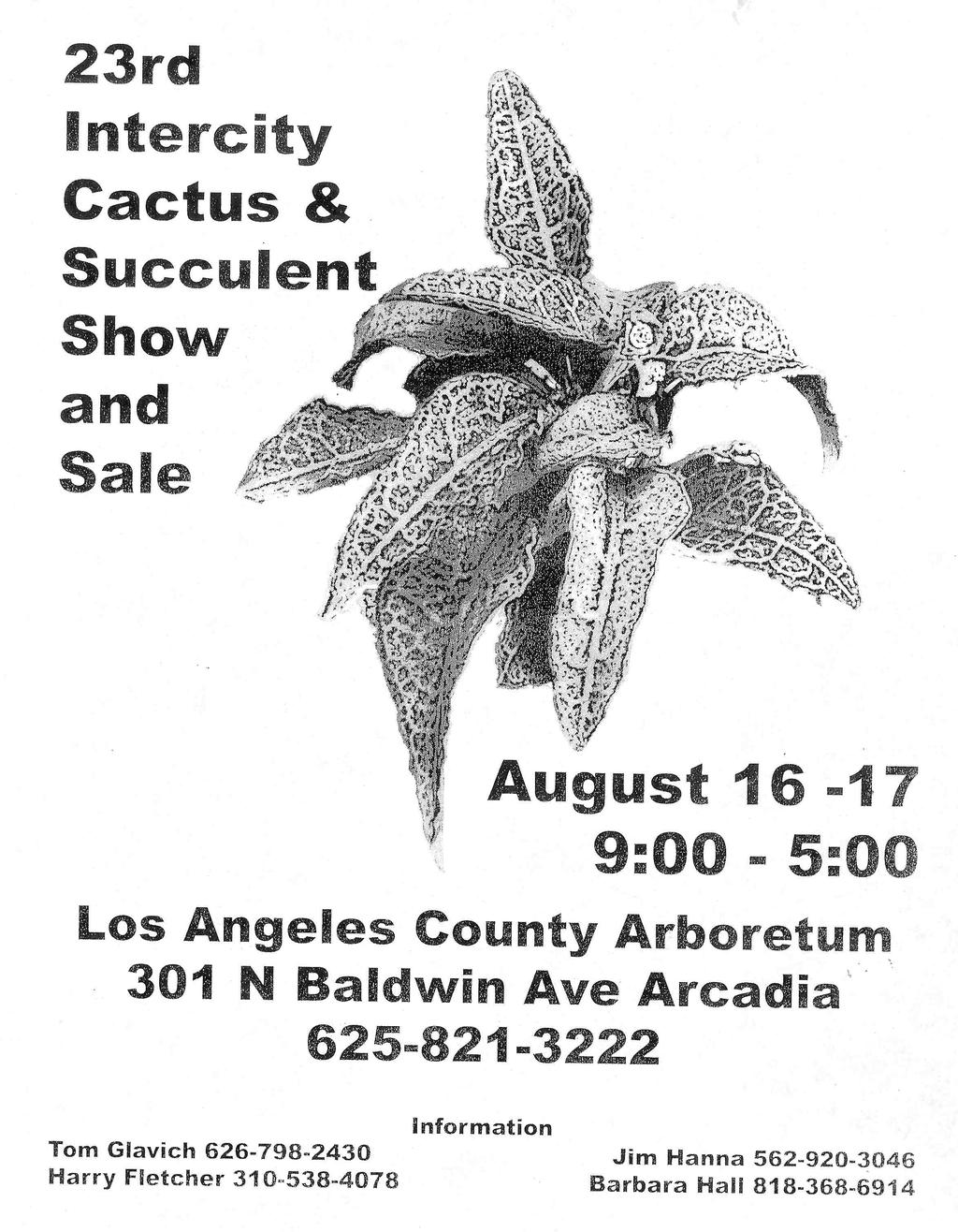The Upcoming Show & Sale by Stephen Cooley Our Annual Cactus & Succulent Show & Sale is coming up on October 11 and 12 at the East Hills Mall.
