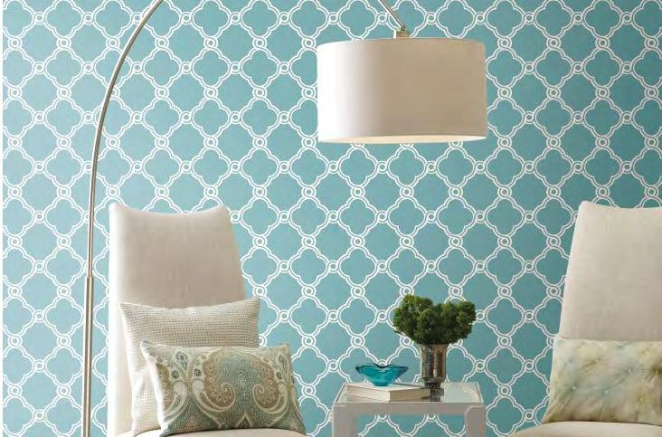 OPEN TRELLIS A geometric trellis, this pattern is created by interlocking quatrefoils with circular shapes.