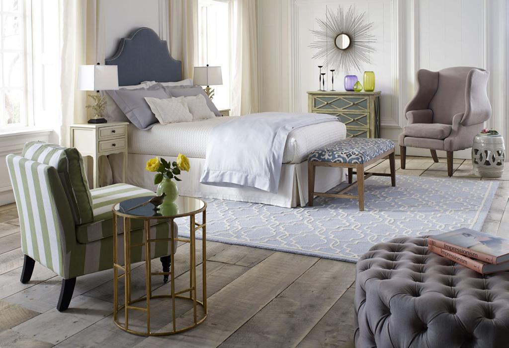 THE BEDROOM The most important factors in selecting the right size area rug for the bedroom are the dimensions of your bed as well as the room.