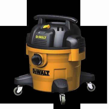 5 The 9 Gallon wet/dry vac includes a built-in accessory storage and is for clean-up at the shop of job-site.