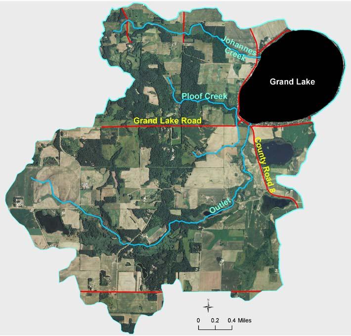 Introduction Grand Lake is located 2 miles south of Rockville in Stearns County, central Minnesota (Figure 1). With a surface area of 650 acres, Grand Lake is the 5 th largest lake in Stearns County.
