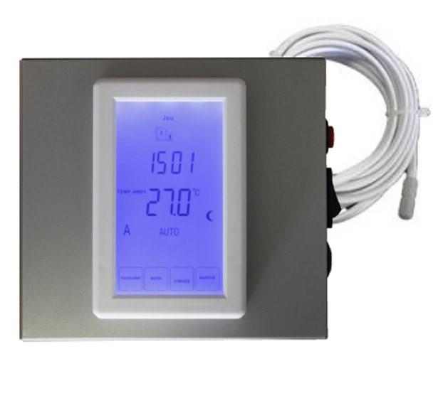 4-3 Thermostat with remote probe Control box with programmable touchscreen and remote probe. This regulation can manage up to 6 heaters.