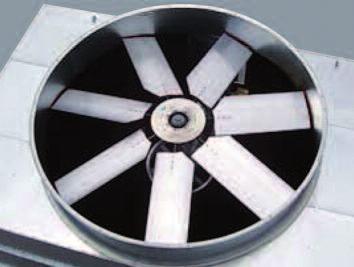 for sound sensitive applications where the lowest sound levels are desired. The fan is one piece molded heavy duty FRP construction utilizing a forward swept blade design.