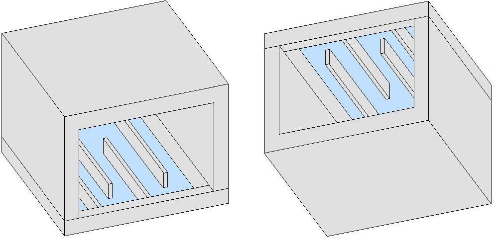 (a) Figure 2. Schematic of the acrylic tray and top with airflow (a) over the tray and (b) under the tray.