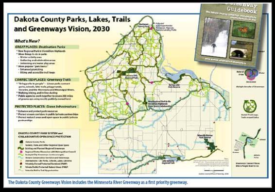 The Policy Plan acknowledges the proposed regional trail in Dakota County as an extension of an existing regional trail (Big Rivers Regional Trail) southward to the Scott County border.