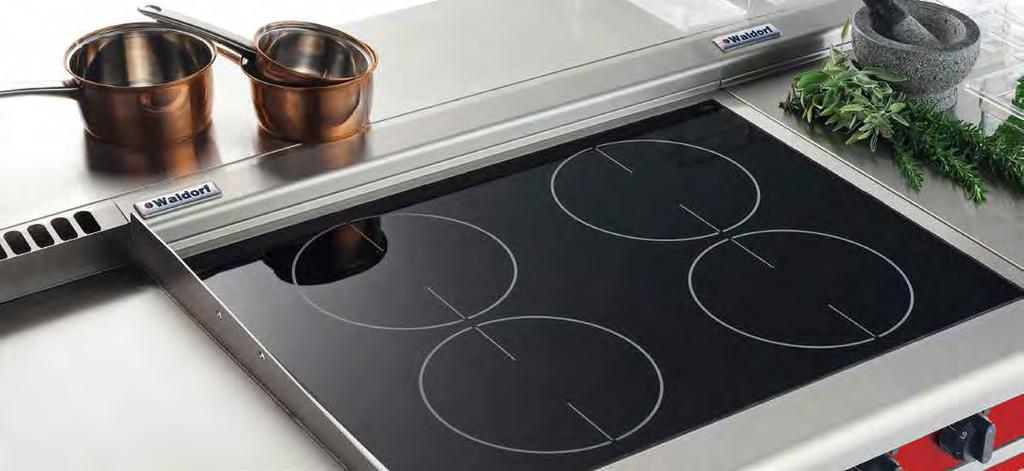 Induction Cooktops. The new Waldorf Bold range of Induction Cooktops utilise large 270mm induction zones that automatically detect various sized cooking pans.